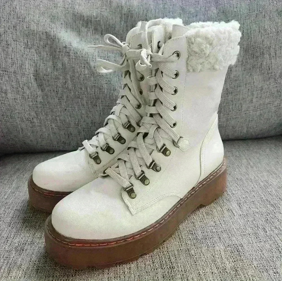 Circus By Sam Edelman Womens Sanders 2 Lace Up Boots Sz 11 Ivory - Picture 5 of 12